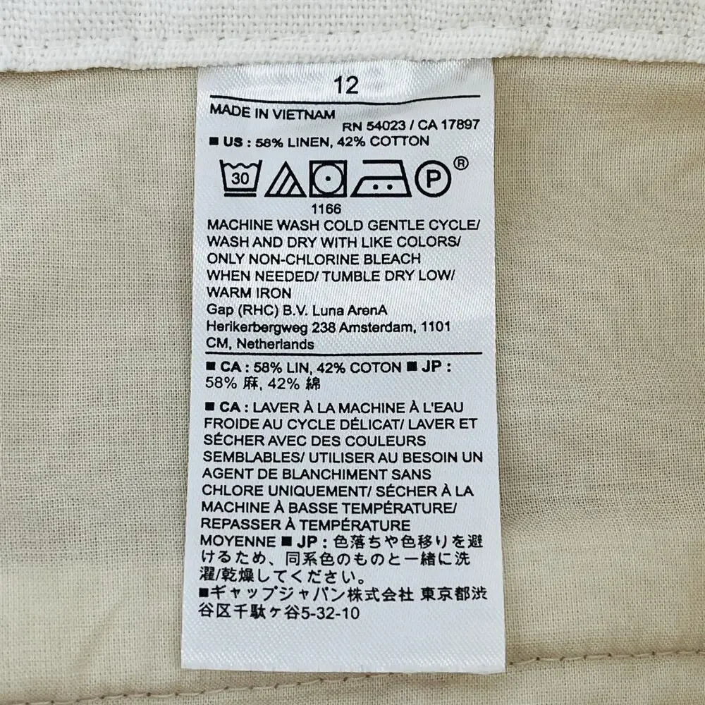 Banana Republic Wide Leg Linen Blend Cargo Pants Womens Sz 12 Off White